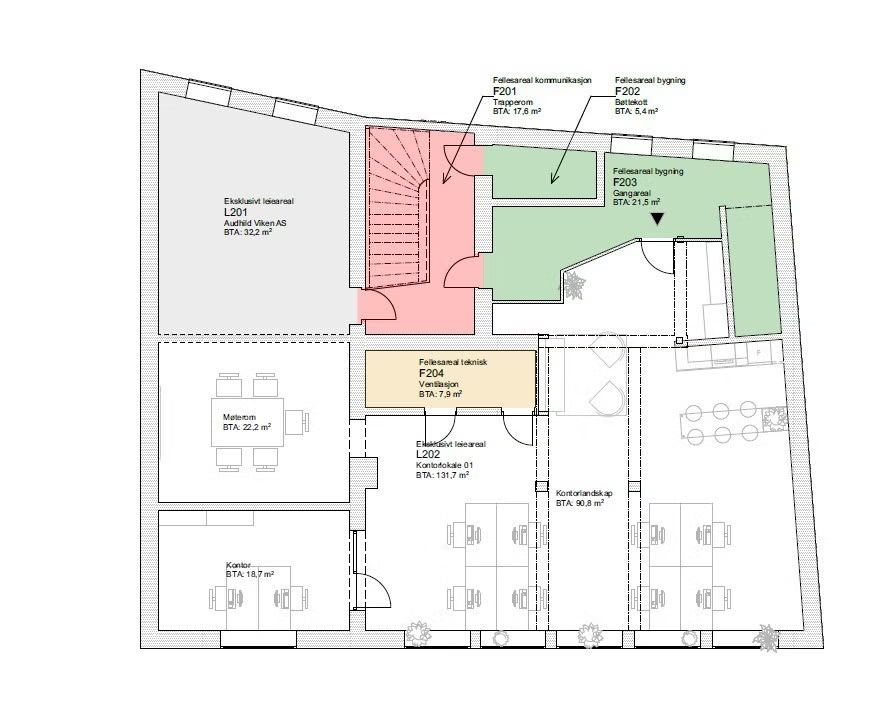 Kontor 2. etg – 166 m²